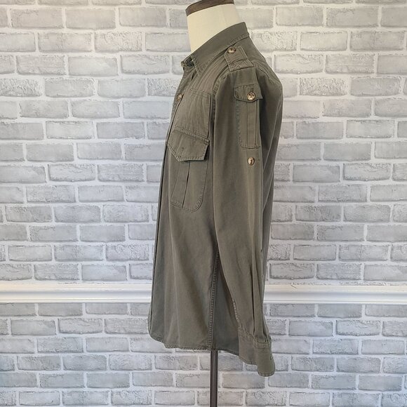 Vintage Willis and Geiger Shooting Hunting Shirt Army Green Men Med Utility USA - Picture 2 of 11